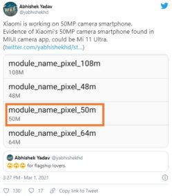 Chiếc điện thoại có camera 50MP của Xiaomi liệu đó có thể là Mi 11 Ultra?