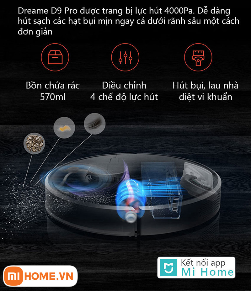 Robot Hút Bụi Lau Nhà Xiaomi Dreame D9 Pro 19 Robot hut bui lau nha Dreame D9 Pro 9