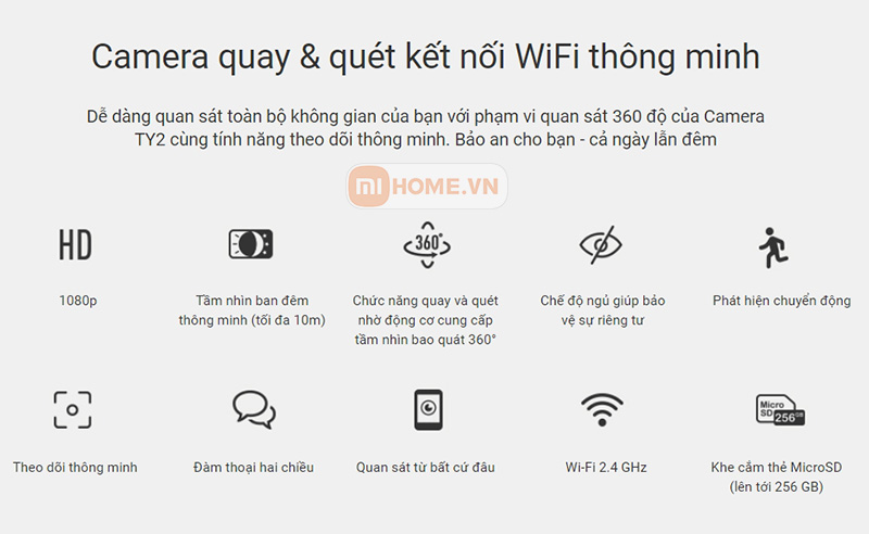 Camera xoay 360 Ezviz TY1 / TY2 FullHD 1080p góc rộng 14 Camera xoay 360 Ezviz TY2 3