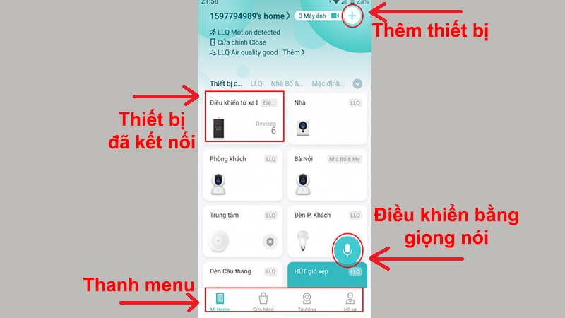 Giao diện chính của Mi Home