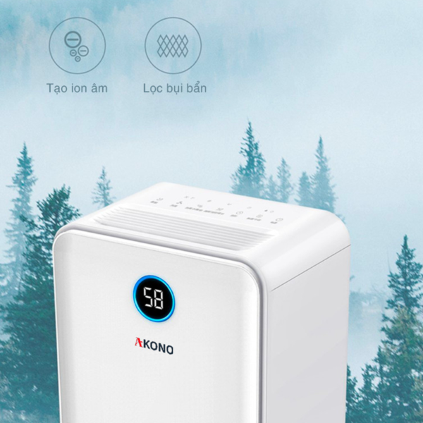 Máy hút ẩm thông minh Akono tạo ion âm 12L
