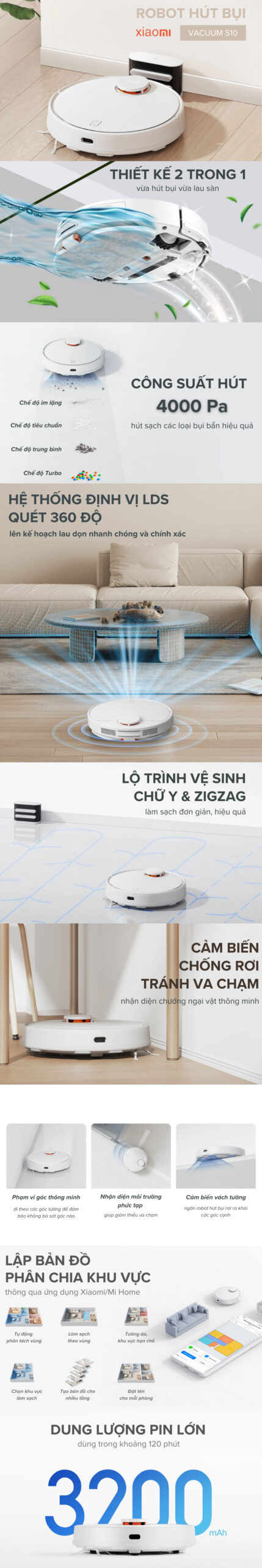 Robot hút bụi Xiaomi Vacuum S10 - Hình ảnh chi tiết 1