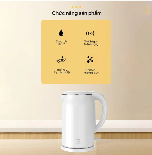 Ấm đun siêu tốc ZOLELE 2 Lớp SH1701 1.7L 7 Ấm đun siêu tốc ZOLELE 2 Lớp SH1701 1.7L