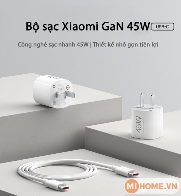 Củ sạc nhanh 45w Xiaomi GaN siêu nhỏ MDY-17-E
