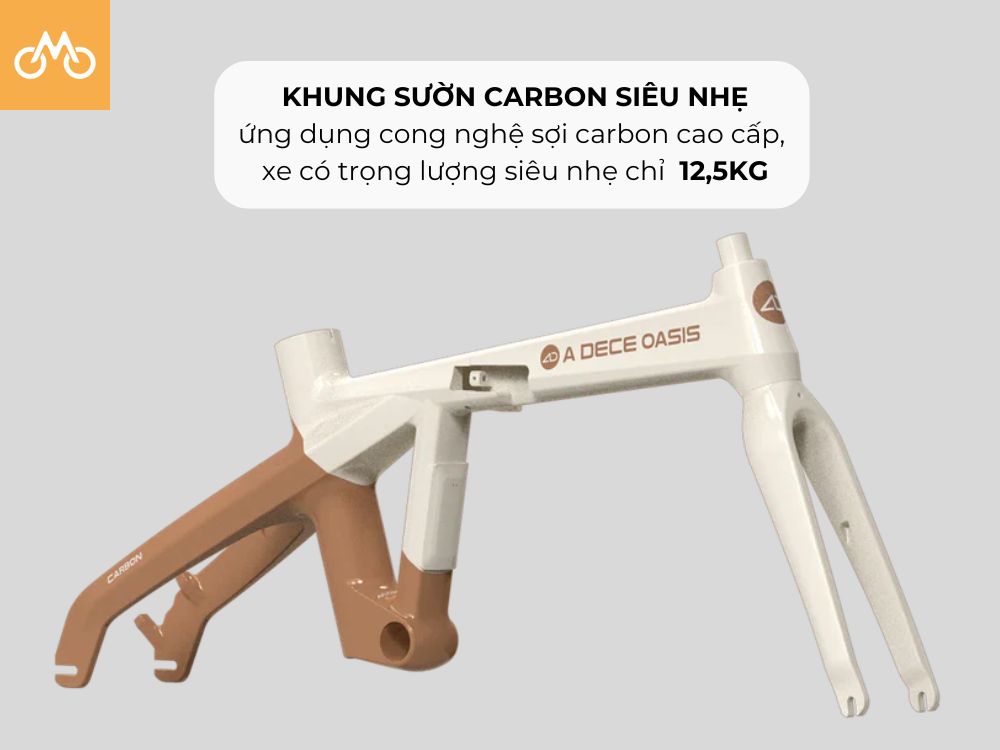 xe dap tro luc dien ado a20 carbon khung suon carbon sieu nhe