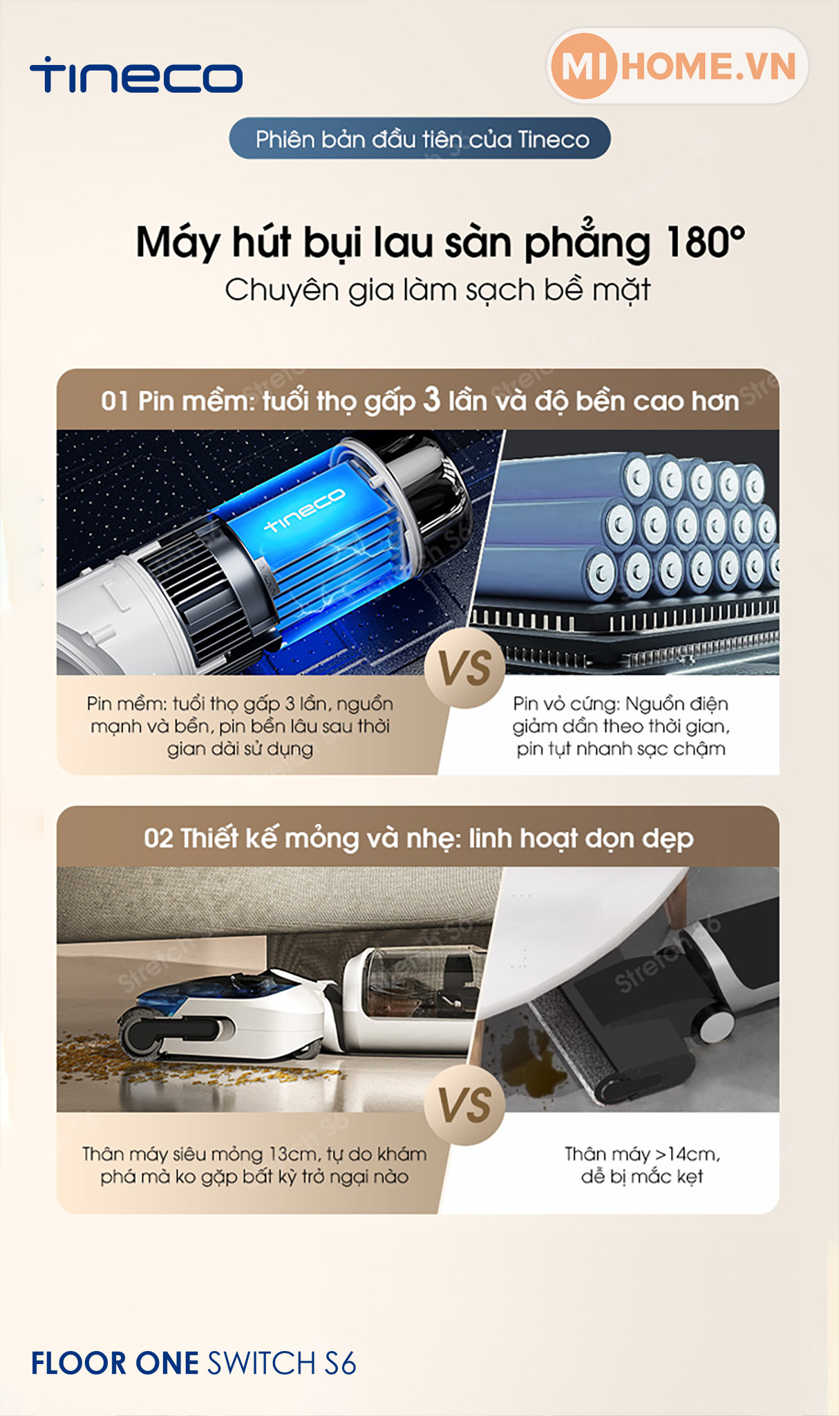 Máy hút bụi lau sàn không dây Tineco Floor One Stretch S6 13 Tineco Switch S6 02
