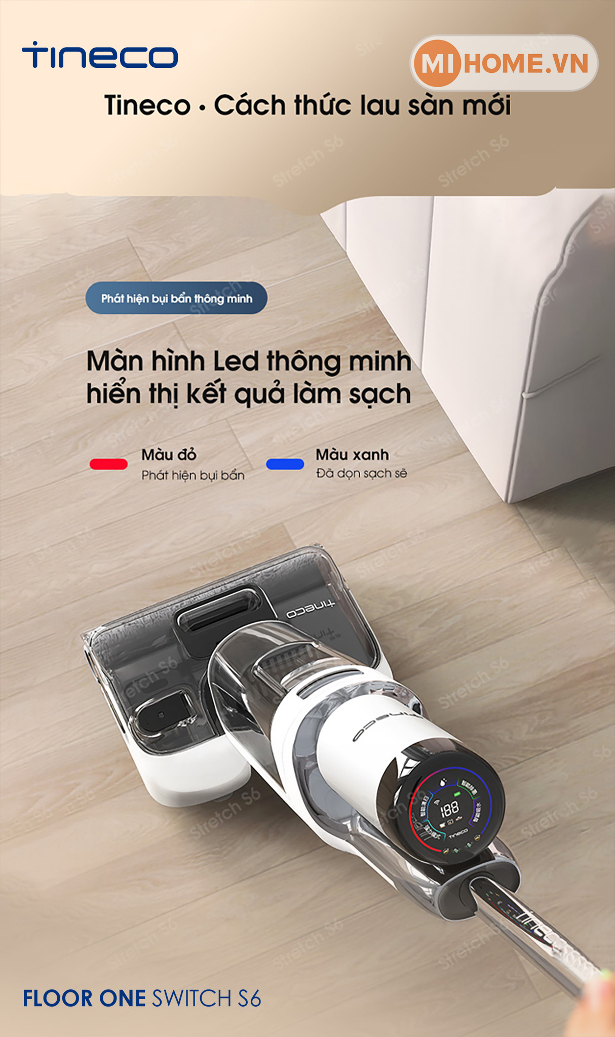 Máy hút bụi lau sàn không dây Tineco Floor One Stretch S6 23 Tineco Switch S6 22