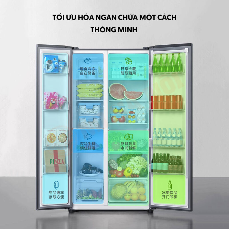 Tủ lạnh Xiaomi Mijia Refrigerator Side-by-Side 635L 4 Tủ lạnh Xiaomi Mijia Refrigerator Side-by-Side 635L - Phân vùng thực phẩm theo thói quen sử dụng