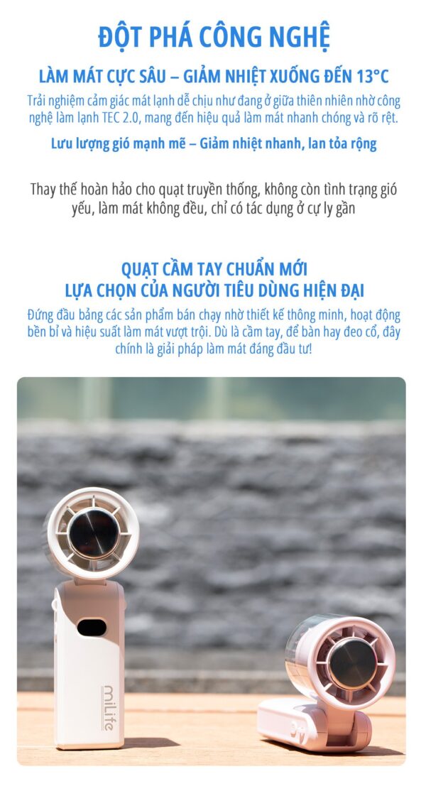 Quạt cầm tay có sò lạnh miLife F3P