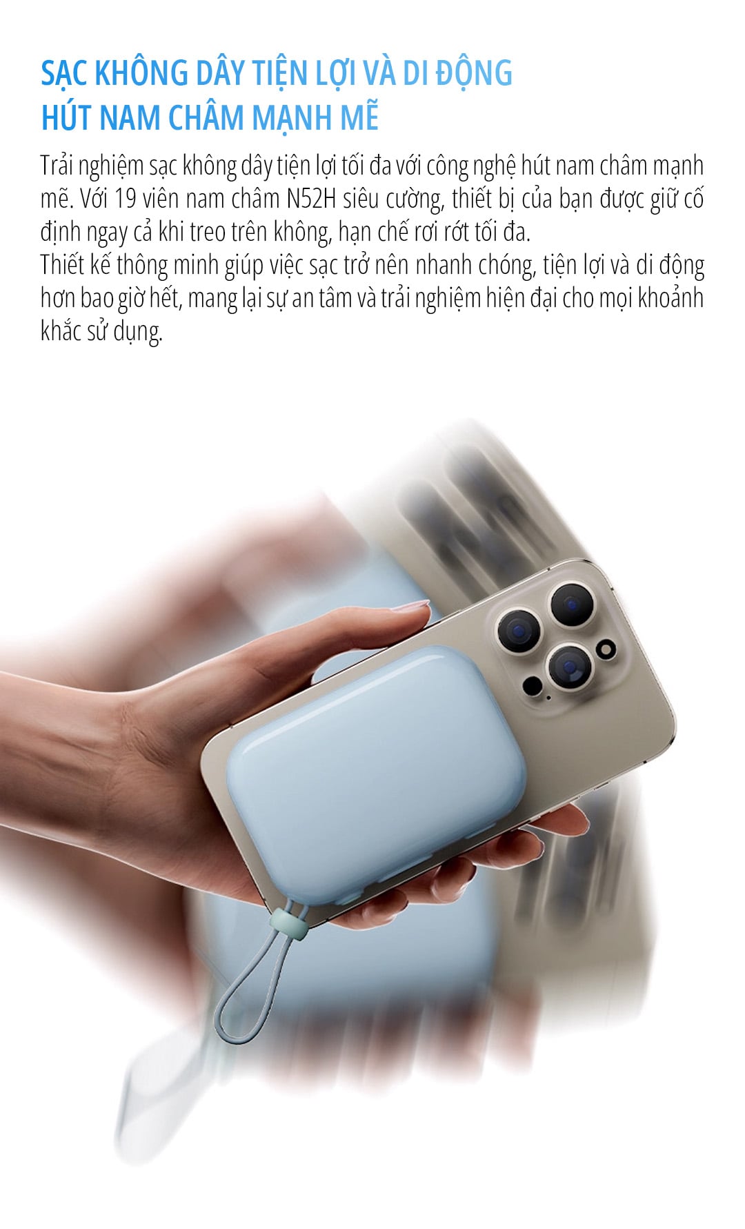 Pin sạc dự phòng từ tính miLife P19ZM 10000mAh - So sánh với phương án dùng cáp truyền thống