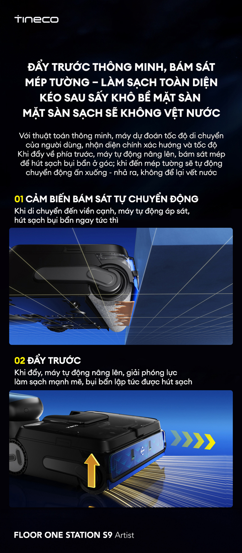 Máy hút bụi lau sàn khô ướt Tineco FLOOR ONE STATION S9 Artist – Lau sàn bằng nước nóng - Giảm thời gian dọn sàn trong gia đình