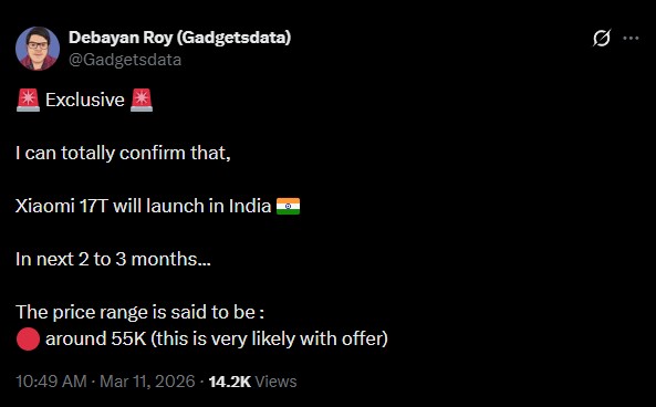 Xiaomi 17T lộ thời điểm ra mắt tại Ấn Độ, giá dự kiến khoảng 55.000 INR cùng nhiều nâng cấp camera- Ảnh 2.
