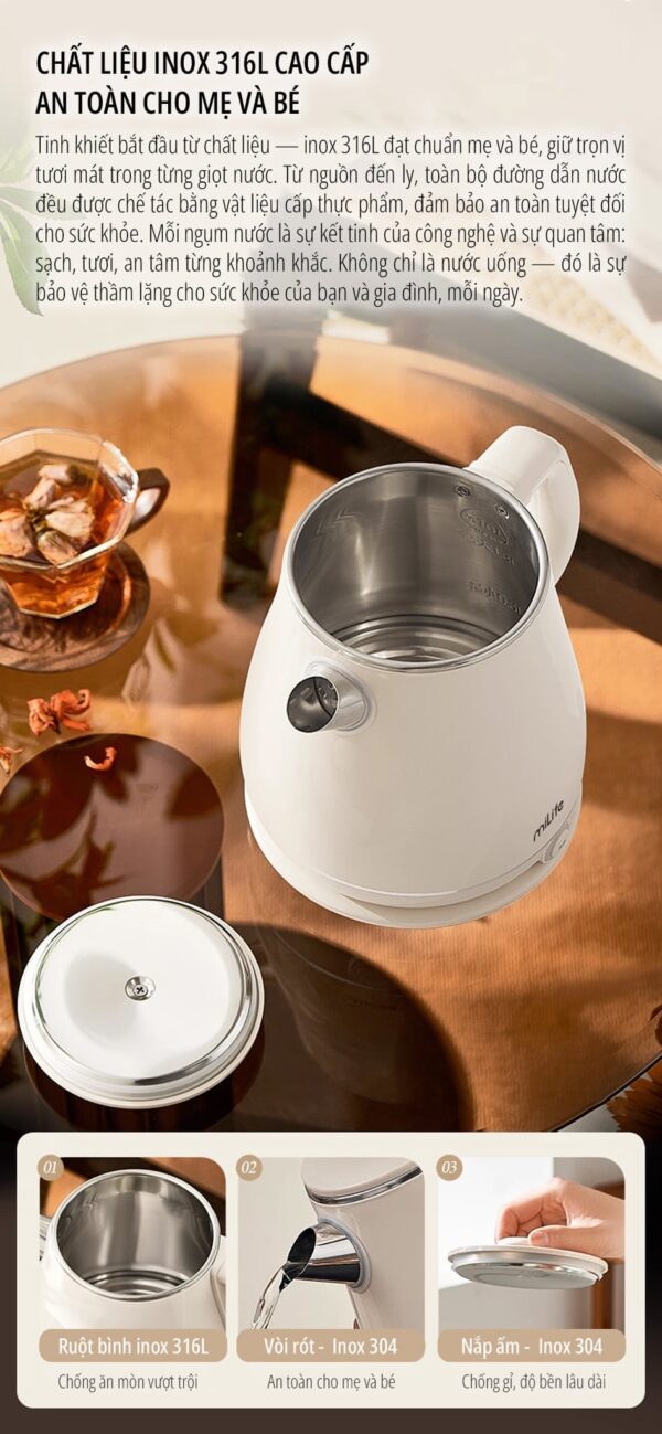 Ấm siêu tốc cao cấp giữ nhiệt miLife N6 1.8L