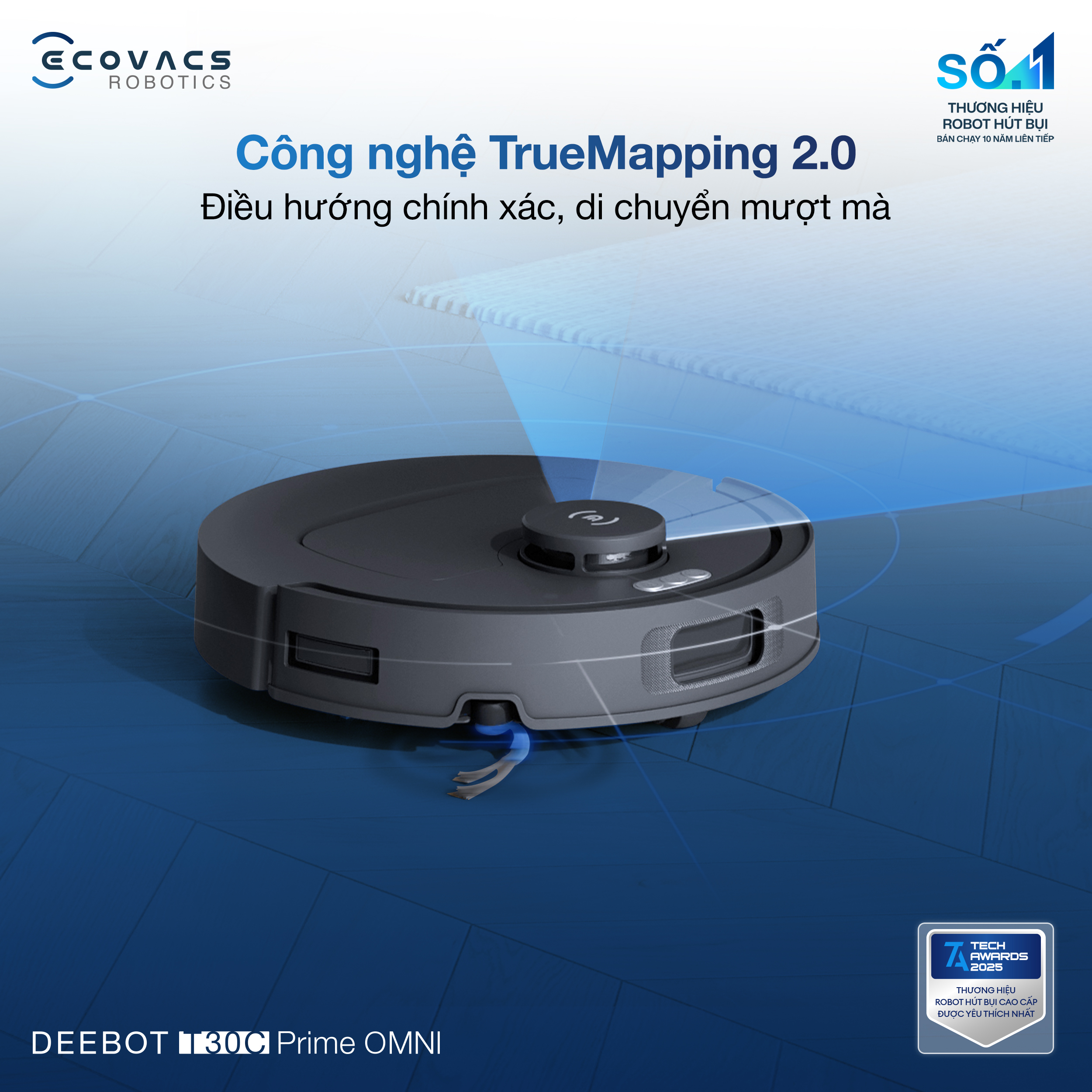 Robot hút bụi lau nhà Ecovacs Deebot T30C Prime Omni 8 5 1