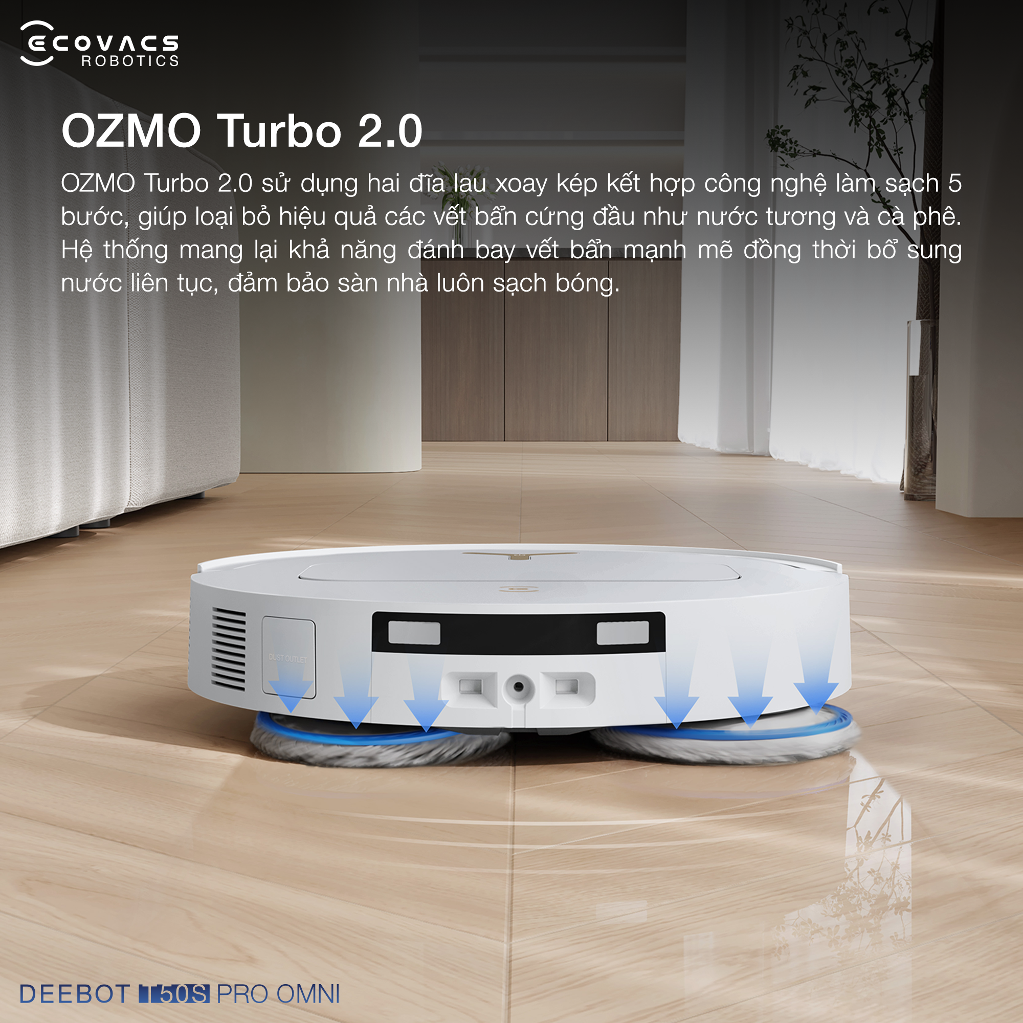 Robot hút bụi lau nhà Ecovacs Deebot T50S Pro Omni 29 9