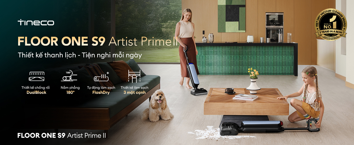 Máy hút bụi lau sàn khô ướt Tineco Floor One S9 Artist Prime 2 2 0