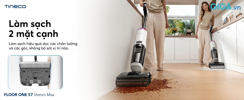 Tineco Floor One S7 Stretch Max - Làm sạch hai mặt cạnh sát mép tường
