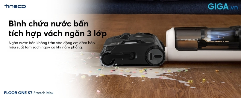 Tineco Floor One S7 Stretch Max - Bình nước bẩn với vách ngăn ba lớp