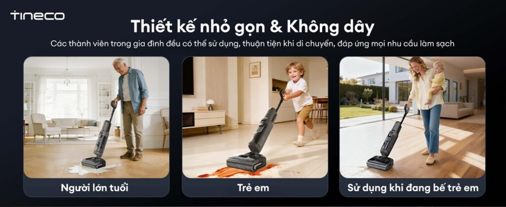 Máy hút bụi lau sàn khô ướt Tineco Floor One i6 Prime 19 Tineco Floor One i6 Prime - Thiết kế nhỏ gọn không dây