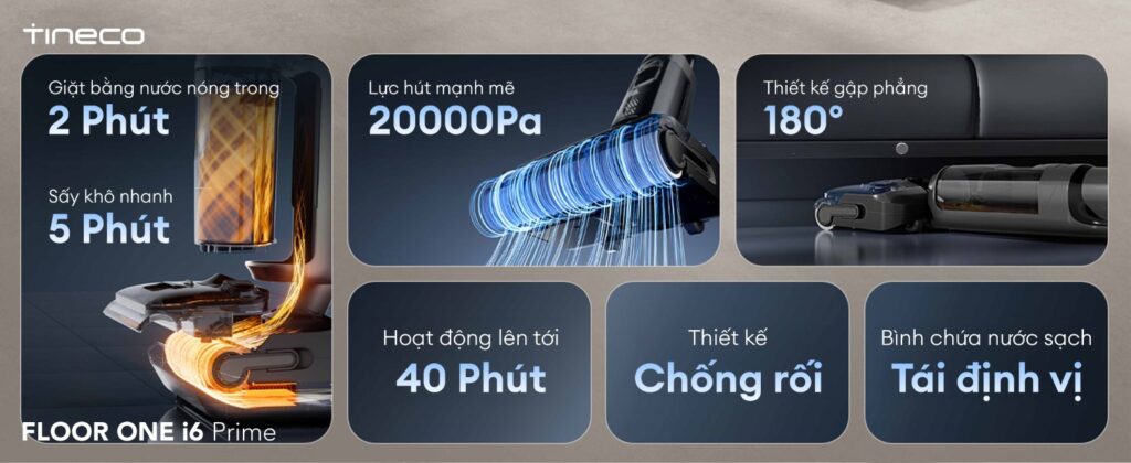 Máy hút bụi lau sàn khô ướt Tineco Floor One i6 Prime 4 Tineco Floor One i6 Prime - Thiết kế máy lau sàn