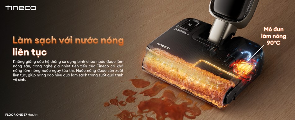 Máy hút bụi lau sàn khô ướt Tineco Floor One S7 HotJet 15 Tineco Floor One S7 HotJet - con lăn HeatBoost