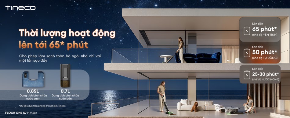 Máy hút bụi lau sàn khô ướt Tineco Floor One S7 HotJet 29 Tineco Floor One S7 HotJet - điều hướng linh hoạt