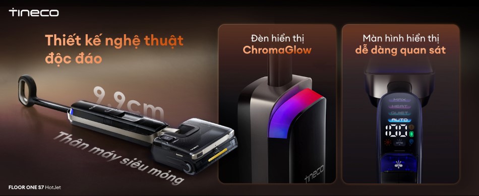 Máy hút bụi lau sàn khô ướt Tineco Floor One S7 HotJet 9 Tineco Floor One S7 HotJet - màn hình theo dõi trực quan
