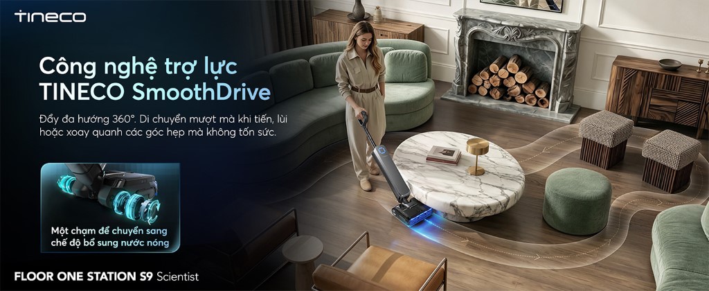 Máy hút bụi lau sàn khô ướt Tineco Floor One Station S9 Scientist 13 Tineco Floor One Station S9 Scientist trợ lực SmoothDrive