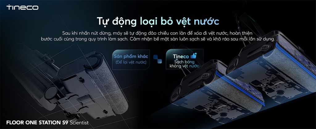 Máy hút bụi lau sàn khô ướt Tineco Floor One Station S9 Scientist 14 Tineco Floor One Station S9 Scientist làm sạch sát mép 3 cạnh