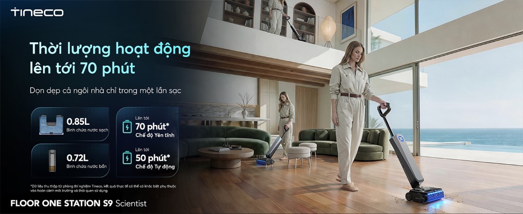 Máy hút bụi lau sàn khô ướt Tineco Floor One Station S9 Scientist 21 Tineco Floor One Station S9 Scientist pin túi mềm và sạc nhanh