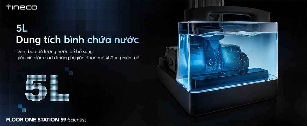 Máy hút bụi lau sàn khô ướt Tineco Floor One Station S9 Scientist 5 Tineco Floor One Station S9 Scientist trạm sạc bình nước 5L