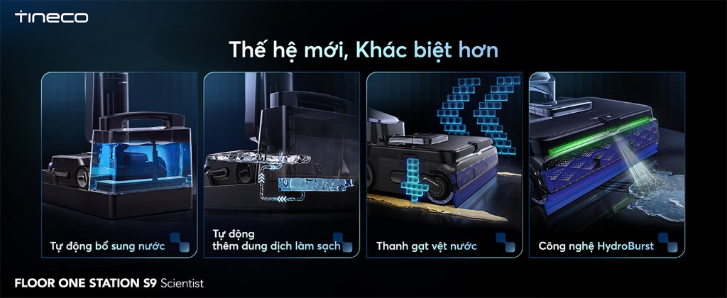 Máy hút bụi lau sàn khô ướt Tineco Floor One Station S9 Scientist 6 Tineco Floor One Station S9 Scientist tự động thêm nước