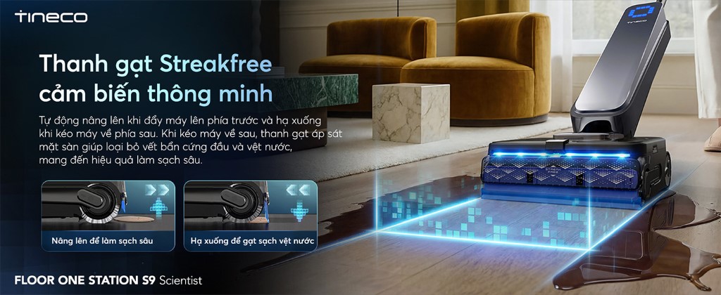 Máy hút bụi lau sàn khô ướt Tineco Floor One Station S9 Scientist 8 Tineco Floor One Station S9 Scientist cảm biến TMR