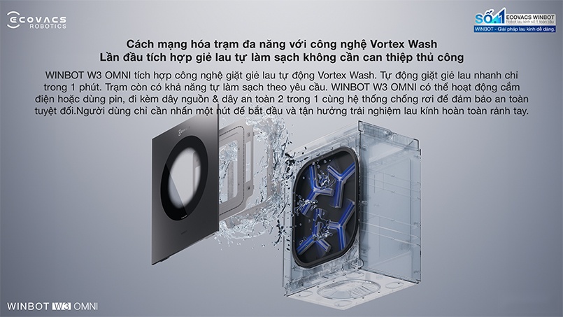 Trạm sạc tự làm sạch và bình chứa nước kép dung tích lớn
