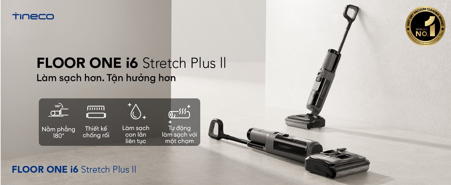 Máy hút bụi lau sàn khô ướt Tineco Floor One i6 Stretch Plus II 19 Máy hút bụi lau sàn Tineco Floor One i6 Stretch Plus II thiết kế hiện đại sang trọng