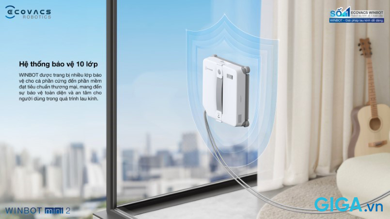 Robot lau kính Ecovacs Winbot Mini 2 11 Ecovacs Winbot Mini 2 có hệ thống bảo vệ 9 lớp
